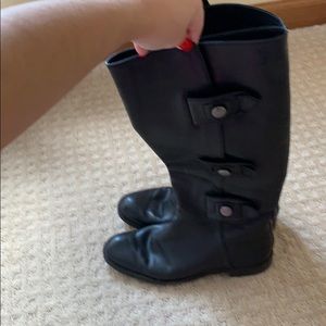 Tall Black Leather Coach Boots
